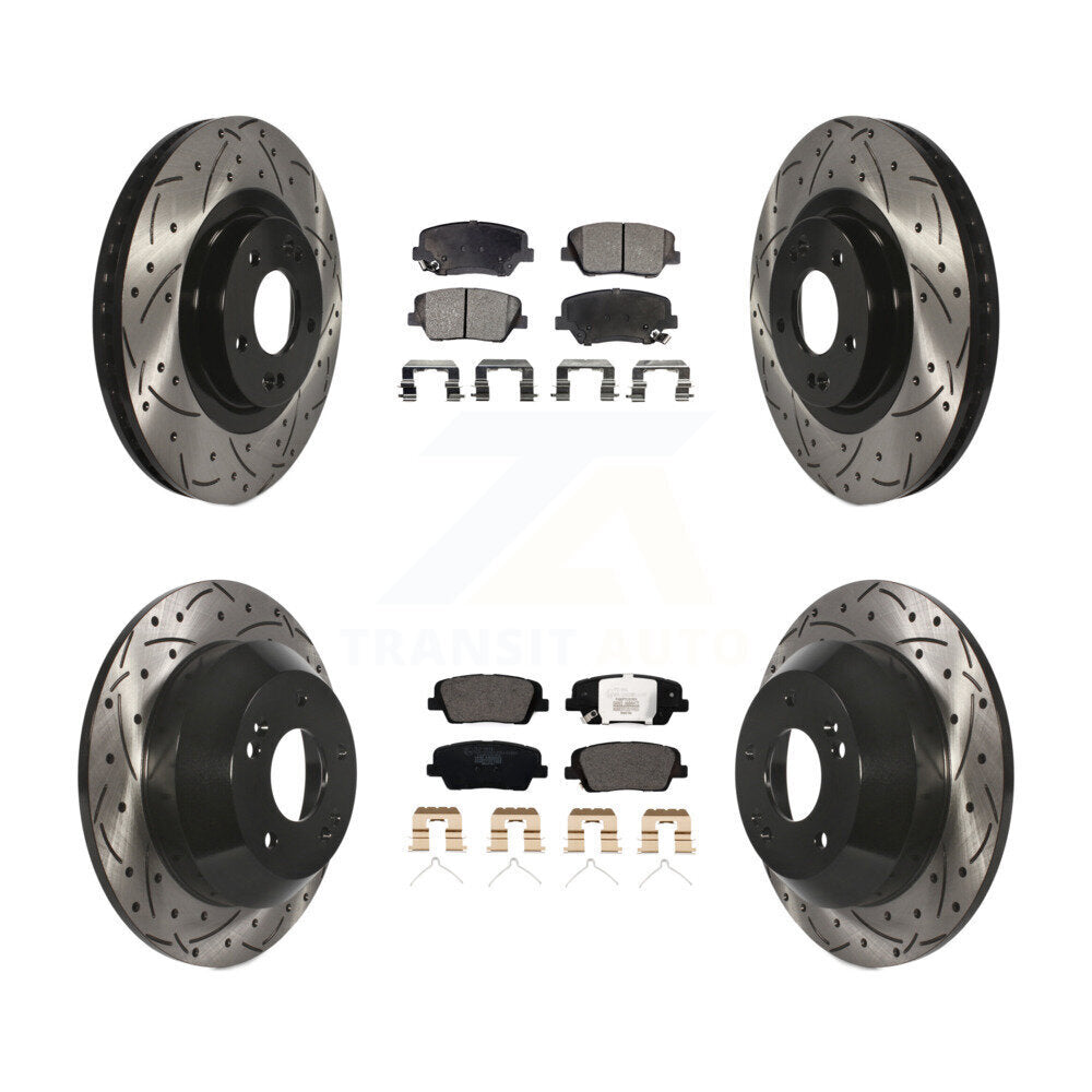 Kit de plaquettes en céramique pour rotors de frein à disque à fente avant et arrière, pour Kia Sorent