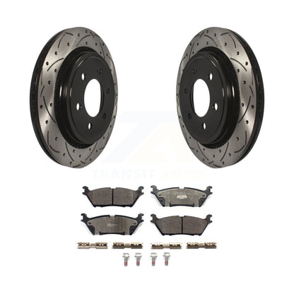Rotors de frein à disque fendus percés à revêtement arrière et kit de plaquettes en céramique pour Ford F-15