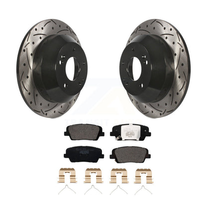 Rotor de frein à disque fendu percé à revêtement arrière et kit de plaquettes en céramique pour Kia Sorent