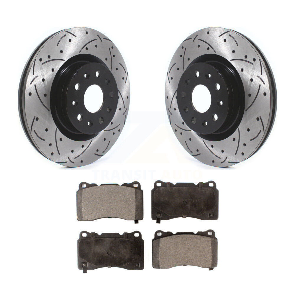Kit de plaquettes en céramique pour Rotors de frein à disque à fente forée avec revêtement avant pour Cadillac CTS CT