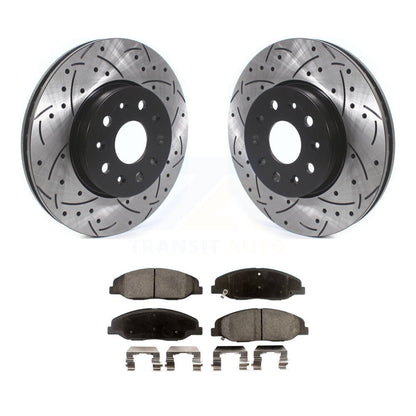 Rotor de frein à disque fendu percé à revêtement avant et Kit de plaquettes en céramique pour Cadillac CT