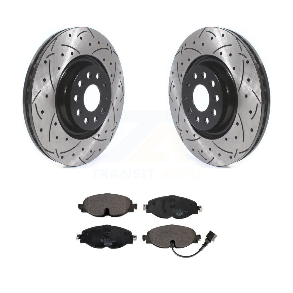Rotors de frein à disque à fente avant, Kit de plaquettes en céramique pour Volkswagen Golf Audi A