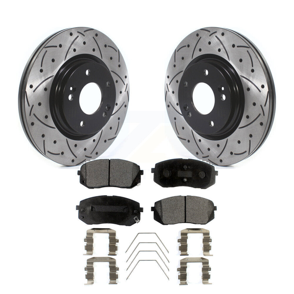 Kit de plaquettes de frein en céramique, Rotor de frein à fente avant percé, pour Hyundai Kona Kia Seltos Fort