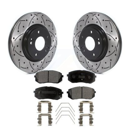 Kit de plaquettes de frein en céramique, Rotor de frein à fente avant percé, pour Hyundai Kona Kia Seltos Fort