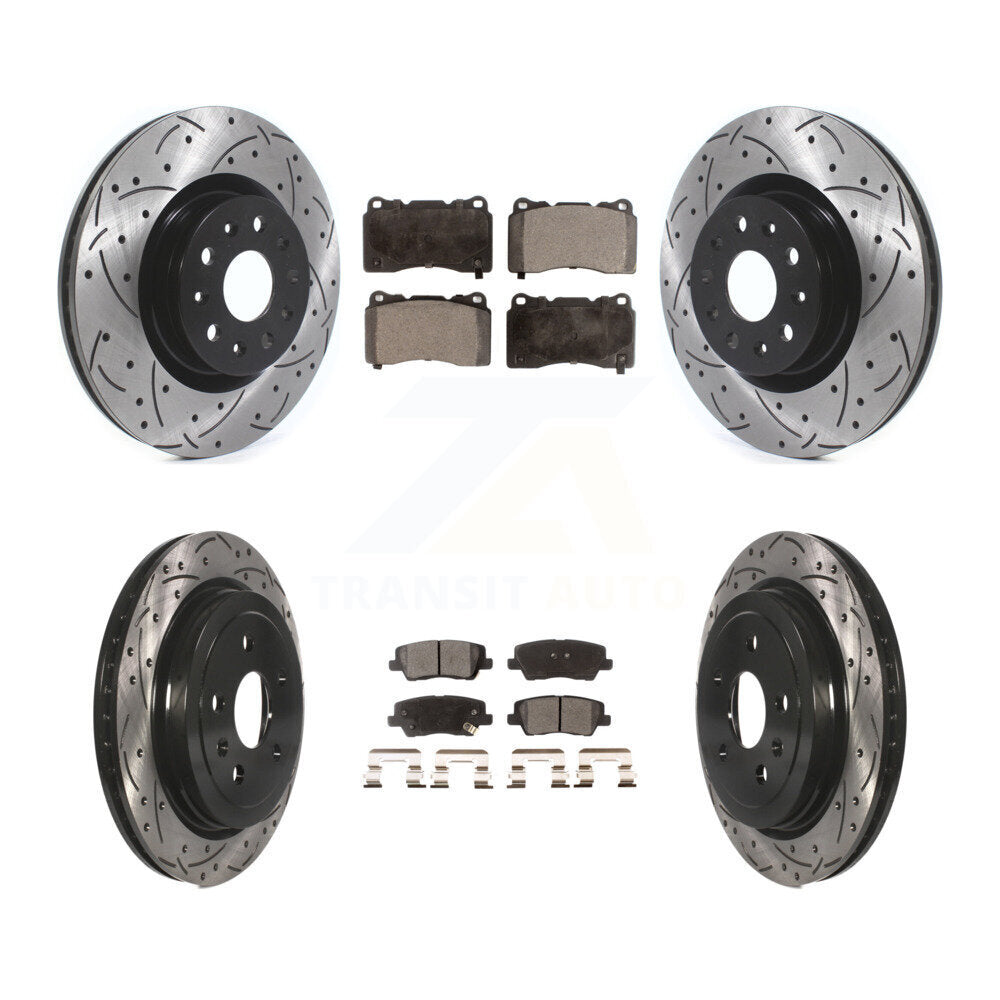 Kit de plaquettes en céramique pour Rotor de frein à disque, fente percée, revêtement avant et arrière, pour Cadillac CT