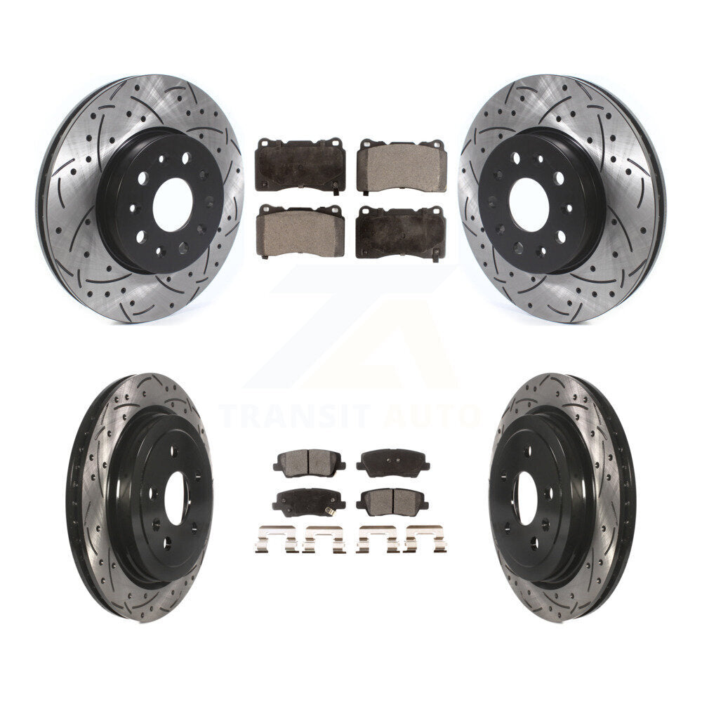 Kit de plaquettes en céramique pour Rotor de frein à disque, fente percée, revêtement avant et arrière, pour Cadillac CT