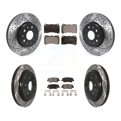 Kit de plaquettes en céramique pour Rotor de frein à disque, fente percée, revêtement avant et arrière, pour Cadillac CT