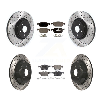 Kit de plaquettes en céramique pour rotors de frein à disque à fente percée avant et arrière pour Lincoln MK