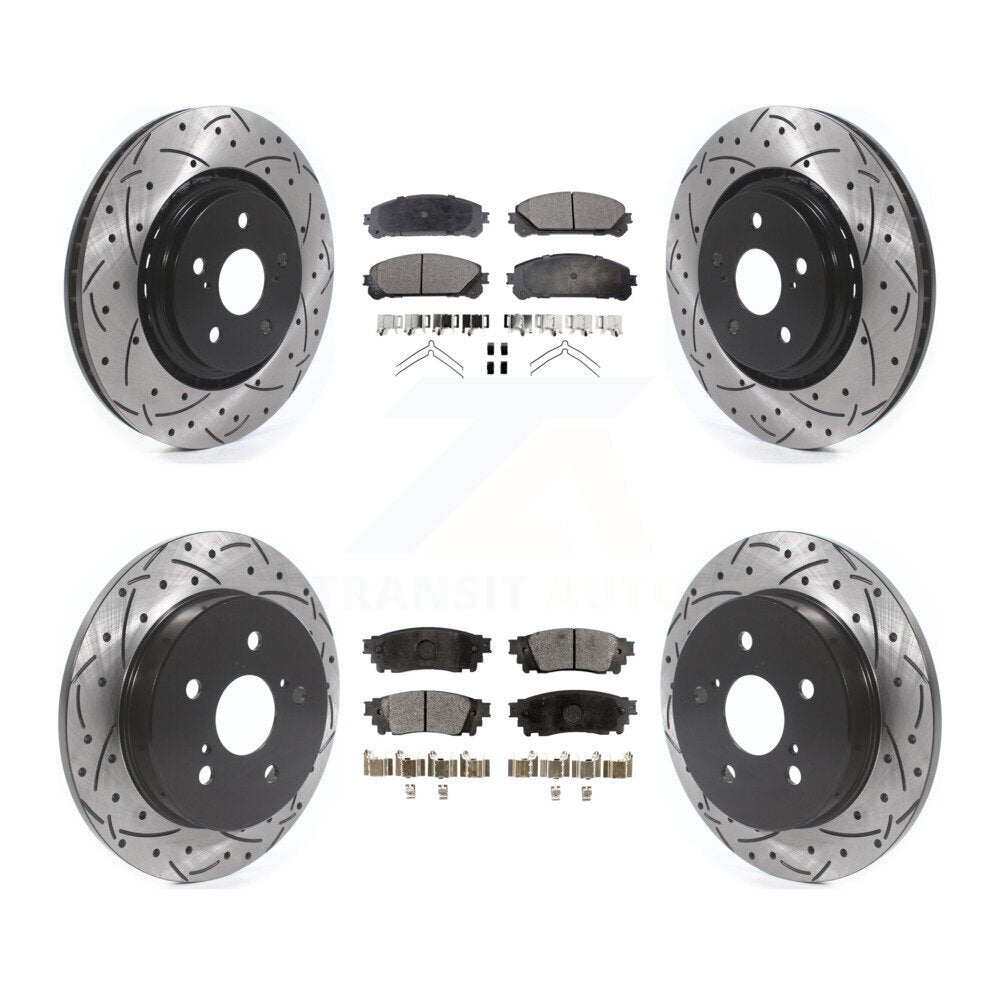 Kit de plaquettes de frein en céramique, Rotors de frein à fente avant et arrière, pour Toyota Camry Avalon TR