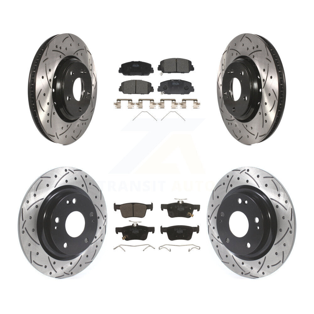 Kit de plaquettes en céramique pour rotors de frein à disque à fente percée avant et arrière pour Honda Civi