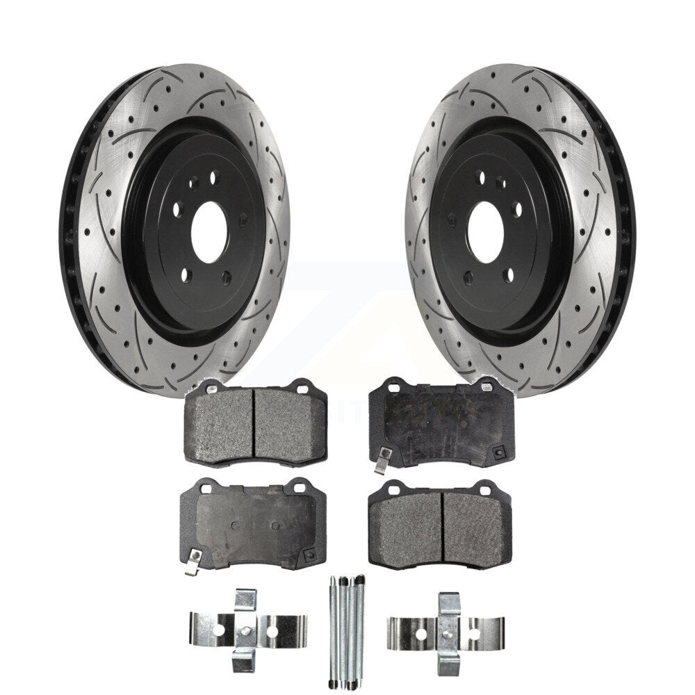Kit de plaquettes de frein en céramique, Rotors de frein à fente arrière percés pour Chevrolet Camaro Cadillac CT