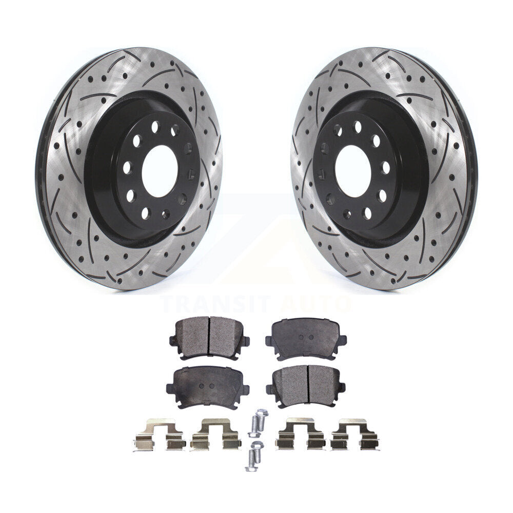 Kit de plaquettes en céramique pour Rotors de frein à fente de forage arrière, pour Volkswagen GTI Passat CC Golf