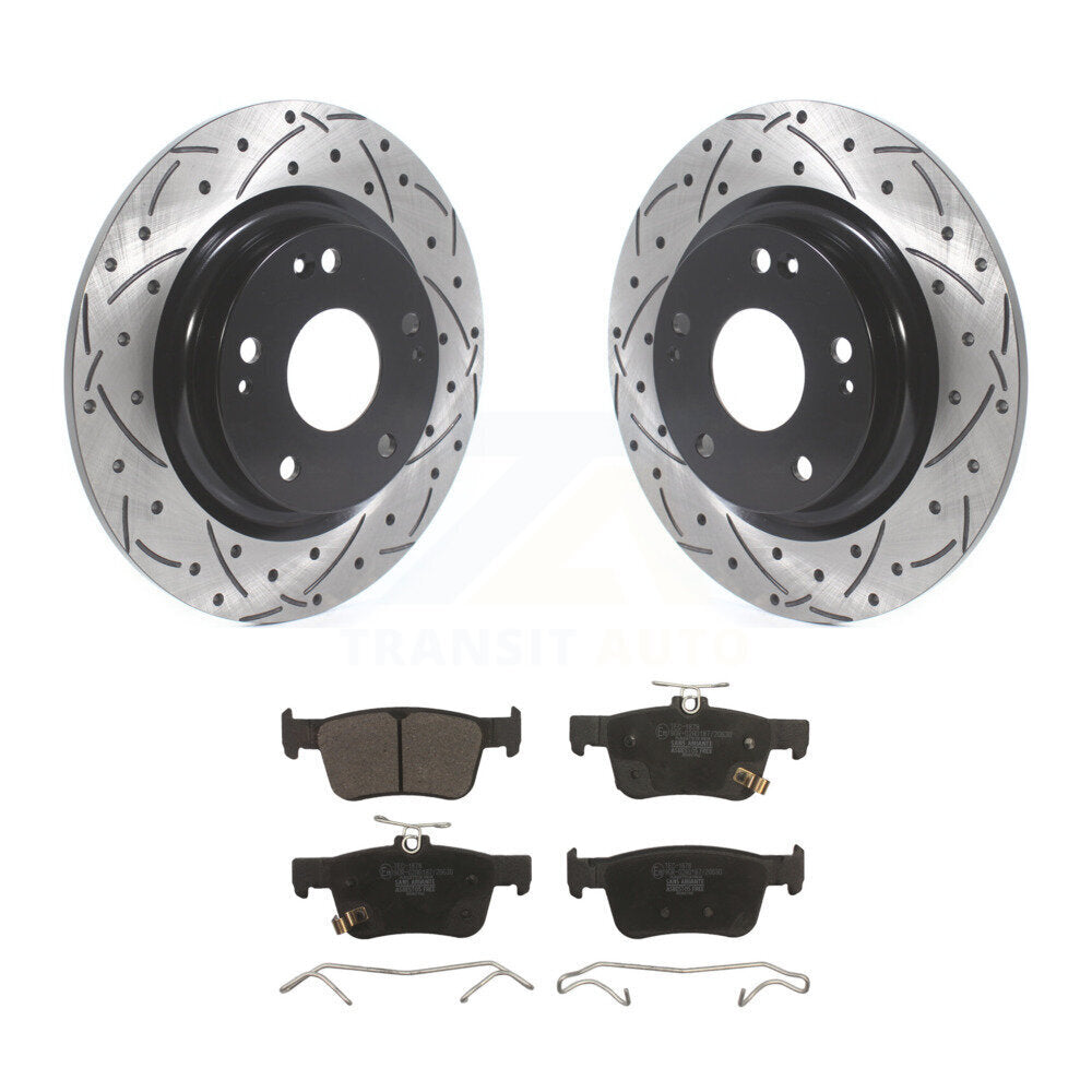 Rotor de frein à disque fendu percé à revêtement arrière et kit de plaquettes en céramique pour Honda Civi