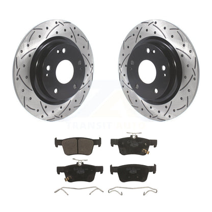 Rotor de frein à disque fendu percé à revêtement arrière et kit de plaquettes en céramique pour Honda Civi