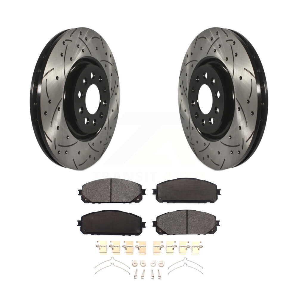 Kit de protection en céramique de rotors de frein à disque fendus percés avant enduits pour Jeep Cheroke