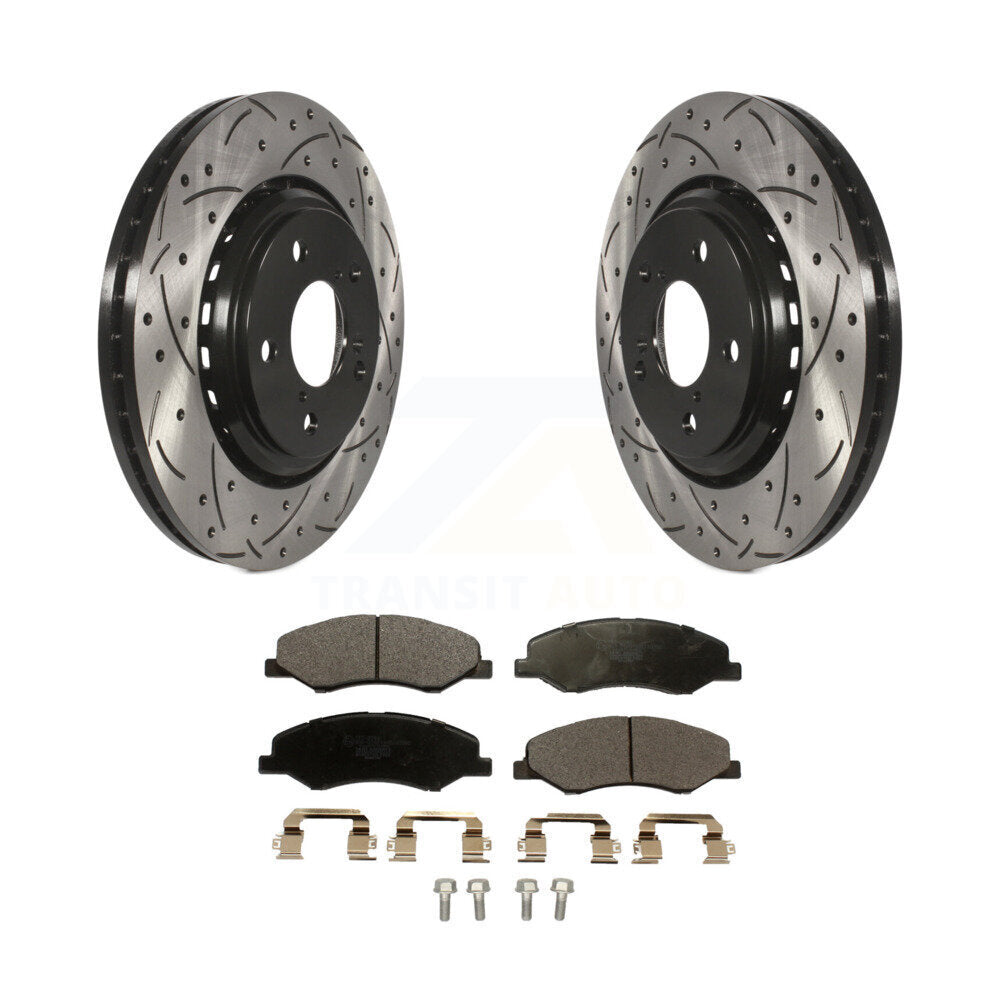 Kit de plaquettes en céramique pour rotors de frein à disque à fente avant percée pour Honda Odysse 2018 – 2023