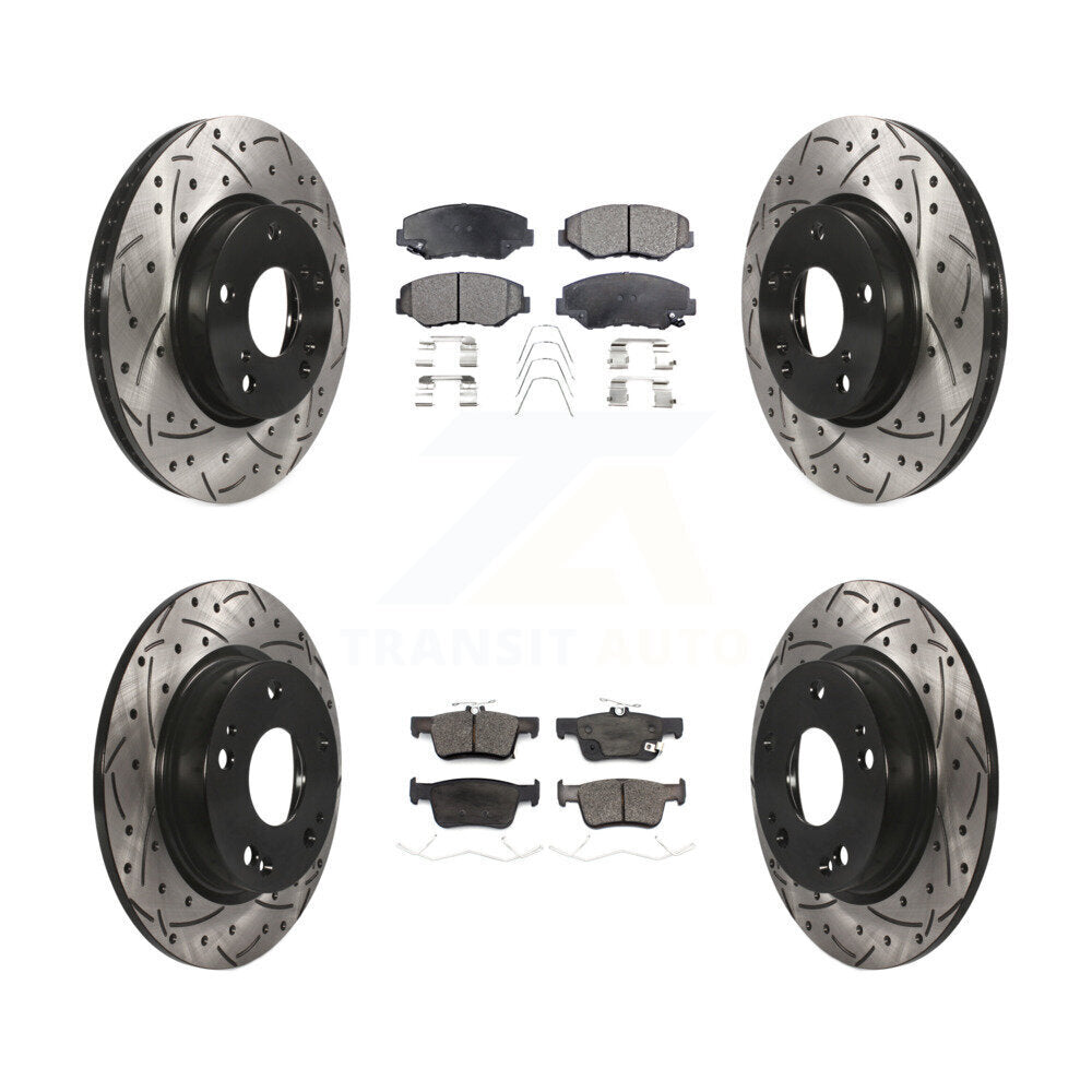 Kit de plaquettes en céramique pour rotors de frein à disque à fente percée avant et arrière pour Honda Civi