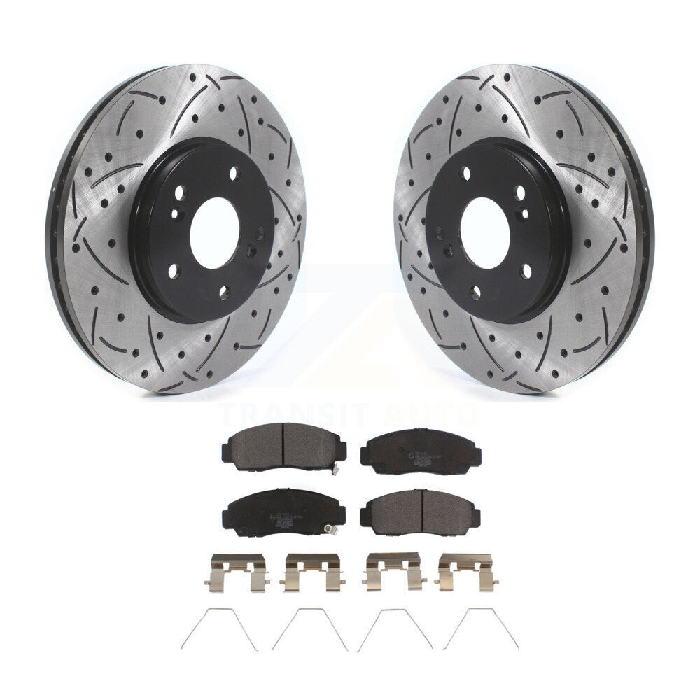 Rotor de frein à disque à fente avant percée et Kit de plaquettes en céramique pour Honda Accord Acura TS