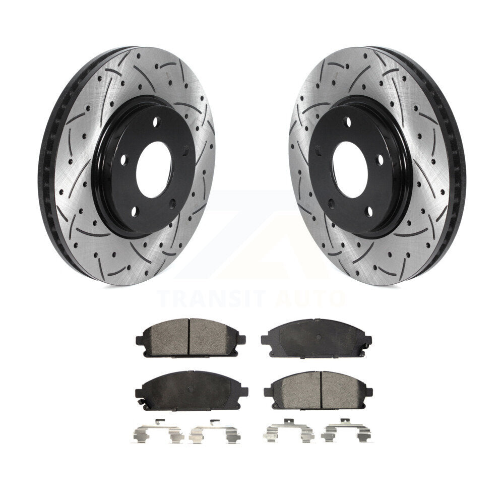 Rotor de frein à disque à fente avant et kit de plaquettes en céramique pour Nissan Ques 2004 – 2009