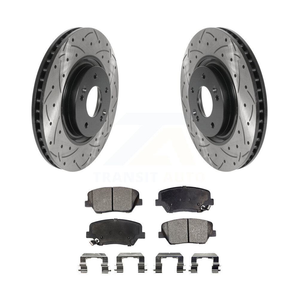 Kit de plaquettes de frein en céramique, rotors de frein à disque à fente avant percés pour Hyundai Azer 2012 – 2017
