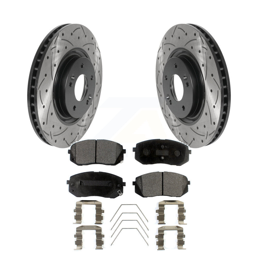 Kit de plaquettes en céramique pour Rotors de frein à disque, fente de perçage avant, pour Hyundai Sonata Kia Optim