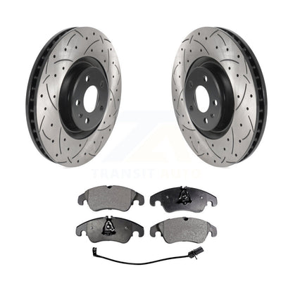 Rotors de frein à disque fendus percés à revêtement avant et kit de plaquettes en céramique pour Audi A6