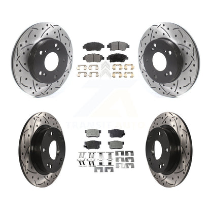 Kit de plaquettes en céramique pour rotors de frein à disque à fente percée avant et arrière pour Honda Civi