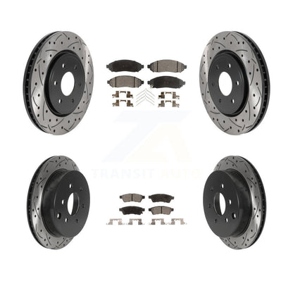 Rotor de frein à fente percée avant et arrière et Kit de plaquettes en céramique pour Nissan Frontier Xterr