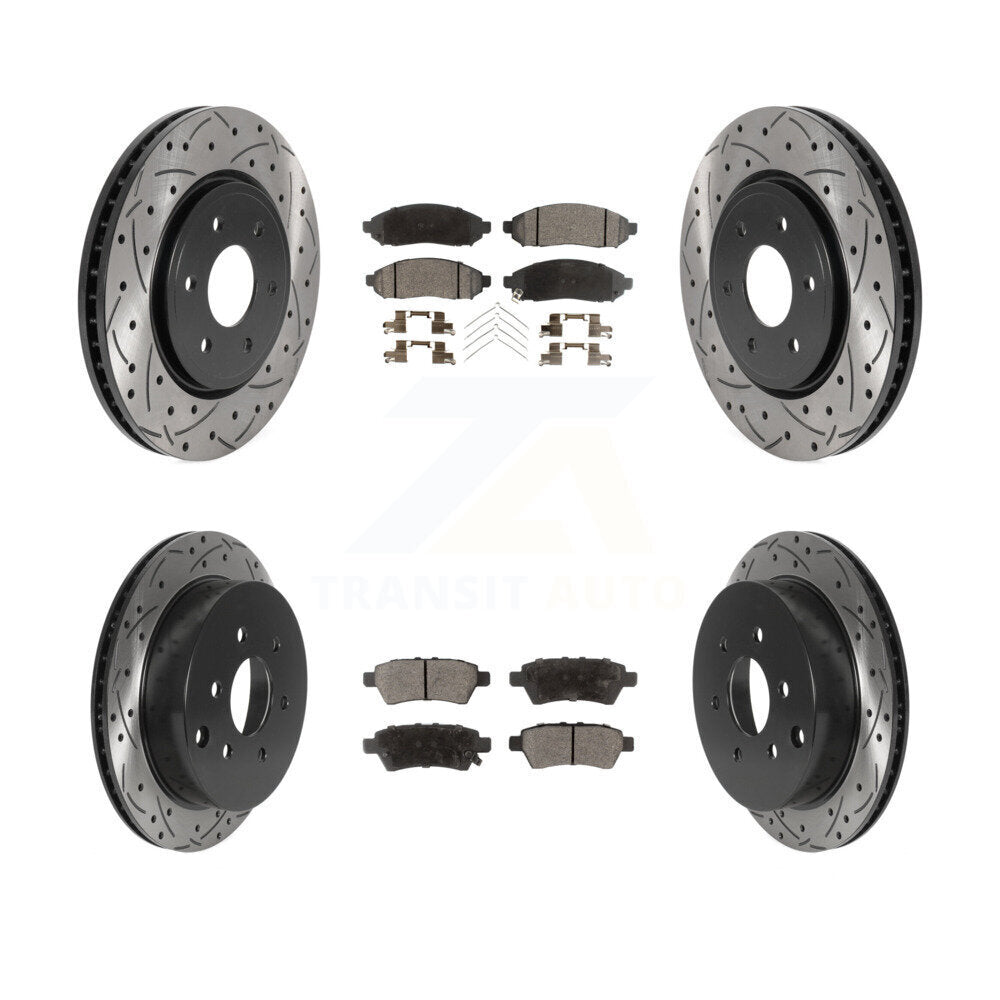Kit de plaquettes de frein en céramique, rotors de frein à fente avant et arrière percés pour Nissan Xterr 2006 – 2007