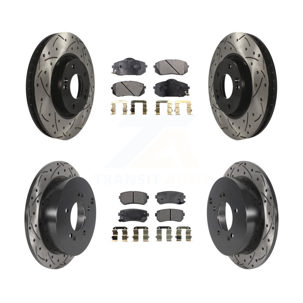 Kit de plaquettes de frein en céramique, Rotors de frein à disque à fente avant et arrière pour Hyundai Tucson Ki