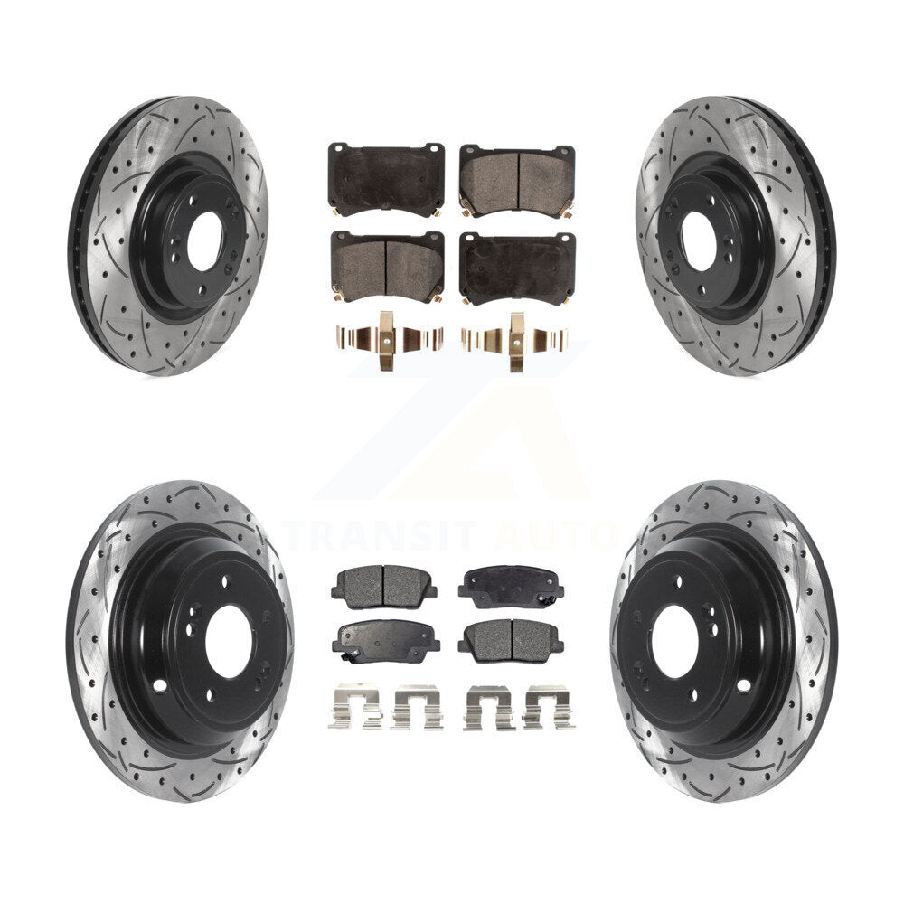 Kit de plaquettes en céramique pour Rotors de frein à disque, fente de perçage avant et arrière, pour Hyundai Genesis 4.6
