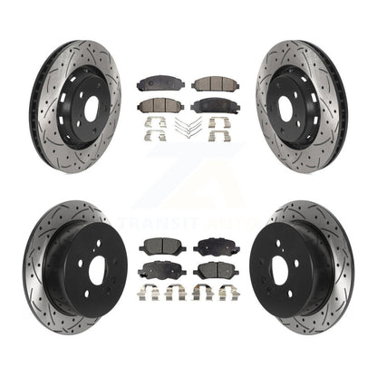 Rotor de frein à fente percée avant et arrière et Kit de plaquettes en céramique pour Toyota Venz 2009 – 2016