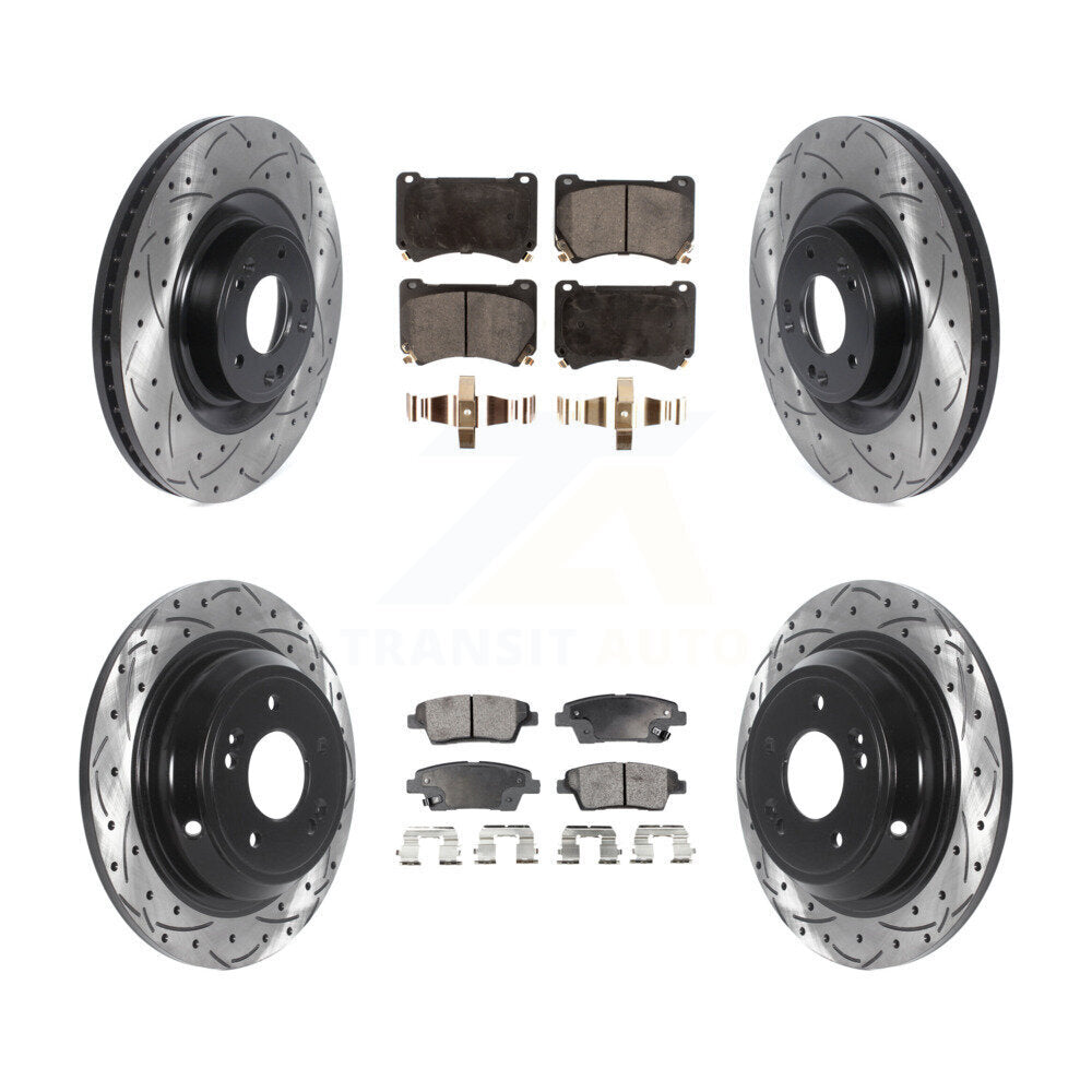 Kit de plaquettes en céramique pour Rotor de frein, fente de perçage avant et arrière, pour Hyundai Genesis 5.0 12-14