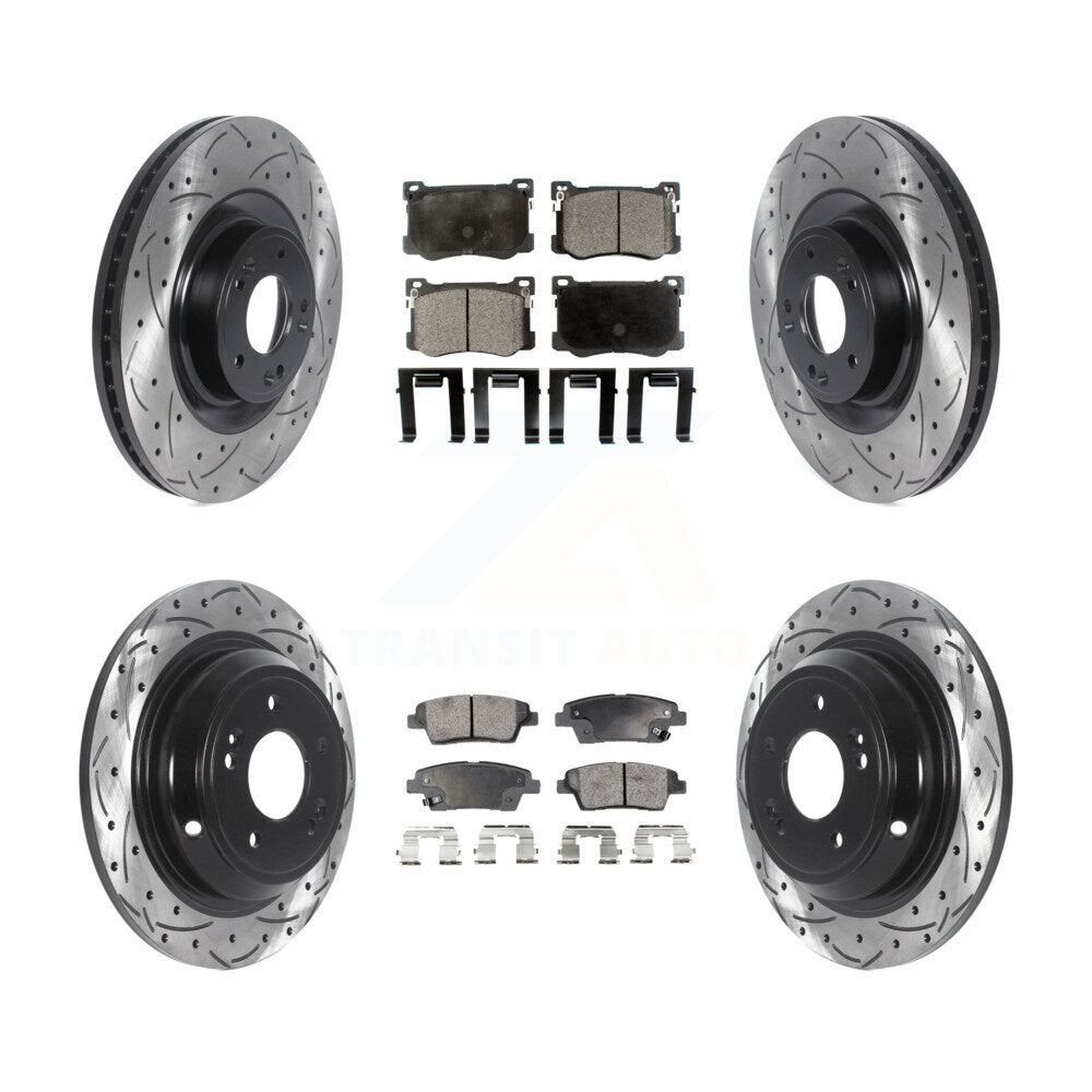 Kit de plaquettes de frein en céramique, Rotors de frein à fente avant et arrière, pour Hyundai Genesis G80 Ki
