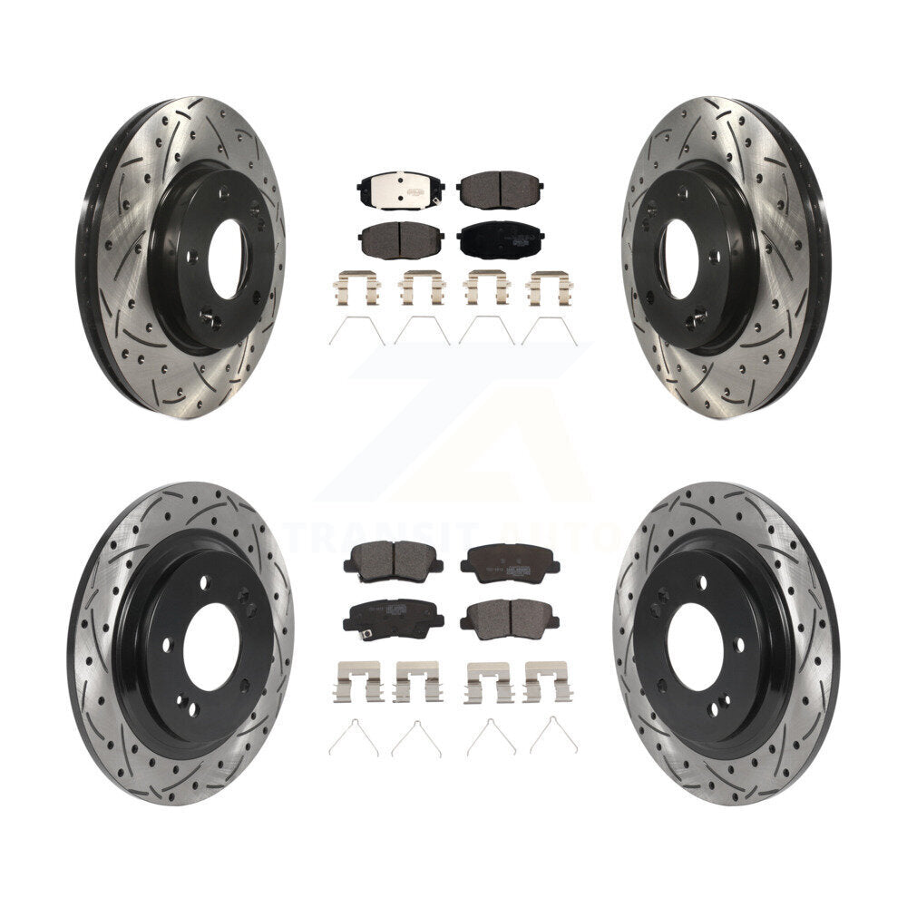 Kit de plaquettes en céramique pour Rotor de frein, fente de perçage avant et arrière, pour Kia Forte5 Hyundai Elantr