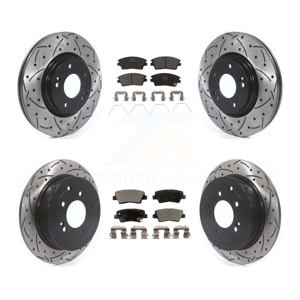 Kit de plaquettes de frein en céramique, Rotors de frein à disque à fente avant et arrière pour Hyundai Tucson Ki