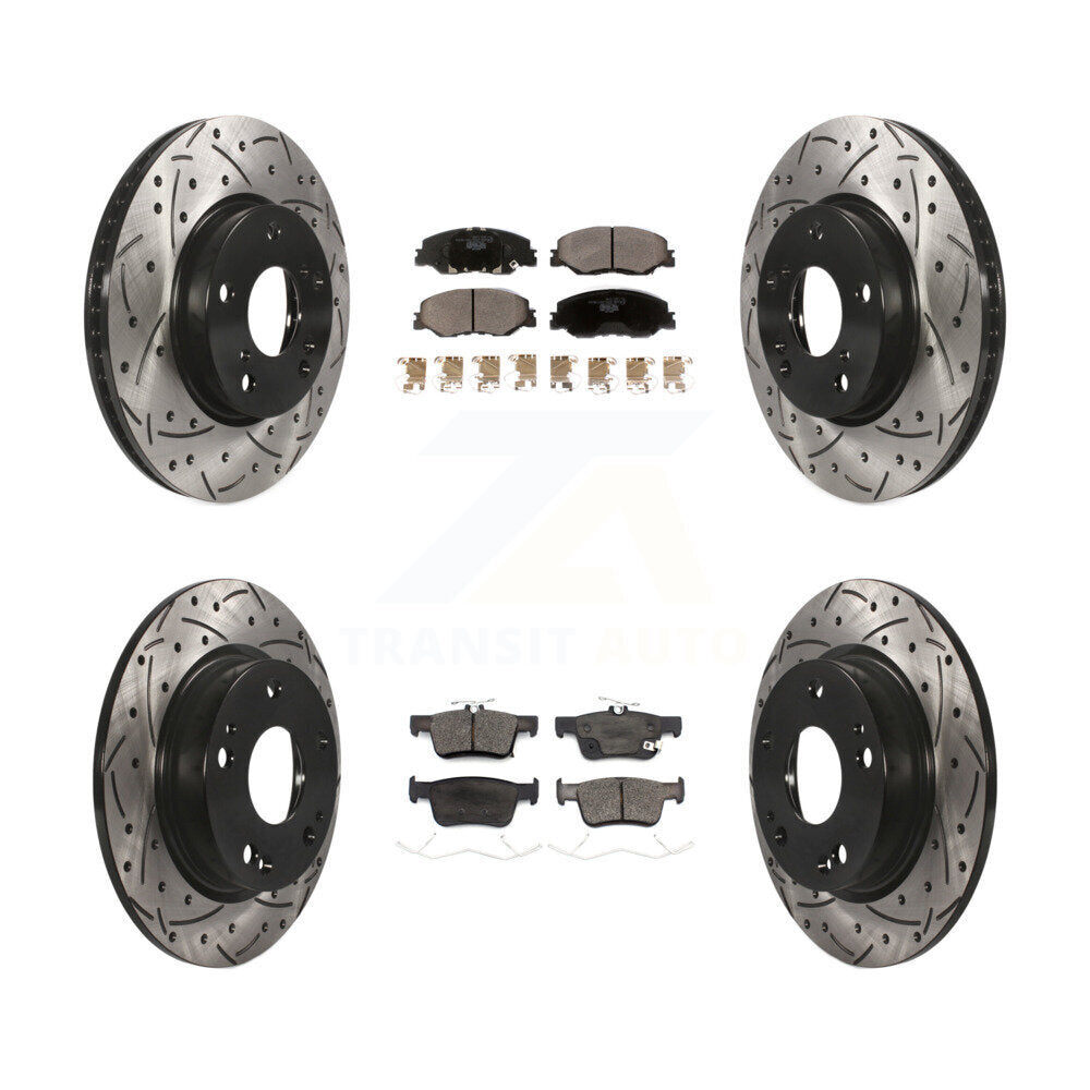 Kit de plaquettes de frein en céramique, rotors de frein à fente avant et arrière percés pour Honda Insigh 2019 – 2022