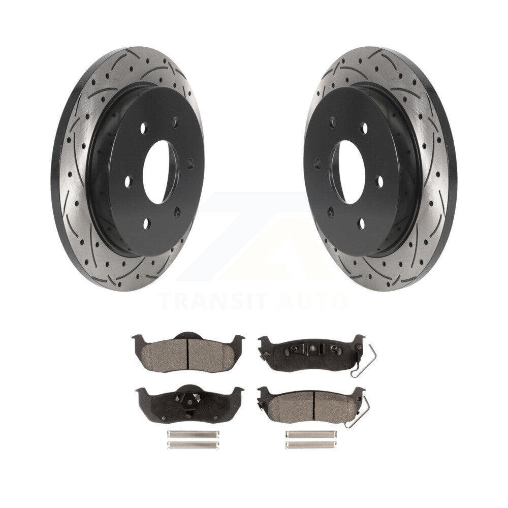 Rotor de frein à fente arrière percé et Kit de plaquettes en céramique pour Nissan TITAN Armada INFINIT