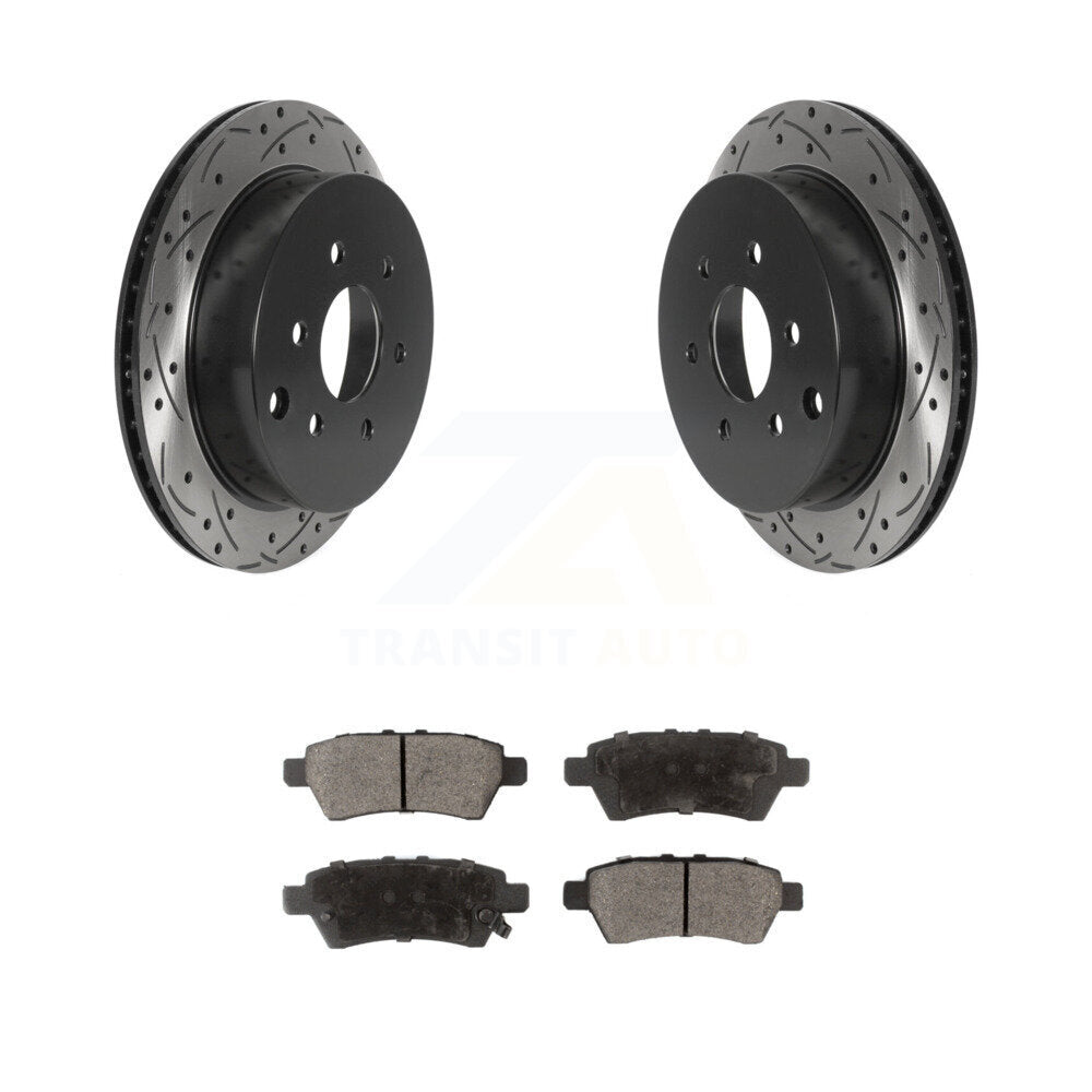 Rotor de frein à disque à fente arrière percée et Kit de plaquettes en céramique pour Nissan Xterr 2006 – 2007