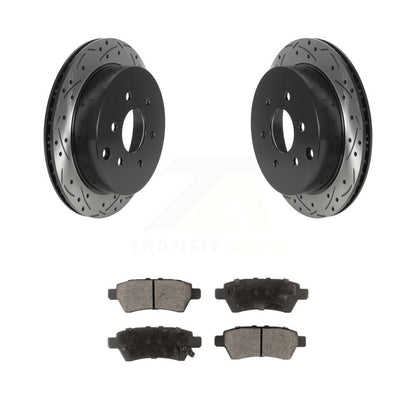 Rotor de frein à disque à fente arrière percée et Kit de plaquettes en céramique pour Nissan Xterr 2006 – 2007
