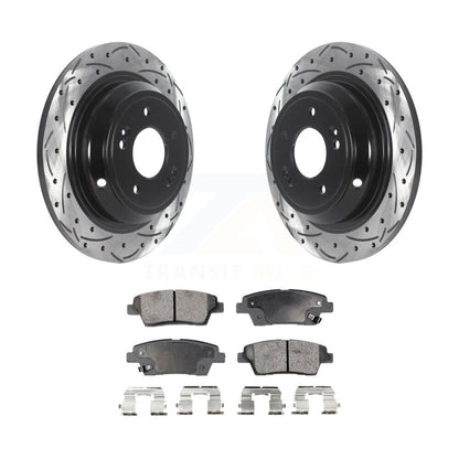 Rotor de frein à fente arrière percé et Kit de plaquettes en céramique pour Hyundai Genesis G80 Kia K90