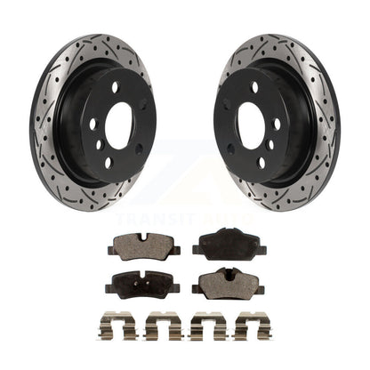 Rotor de frein à disque fendu percé à revêtement arrière et kit de plaquettes en céramique pour Mini Coope
