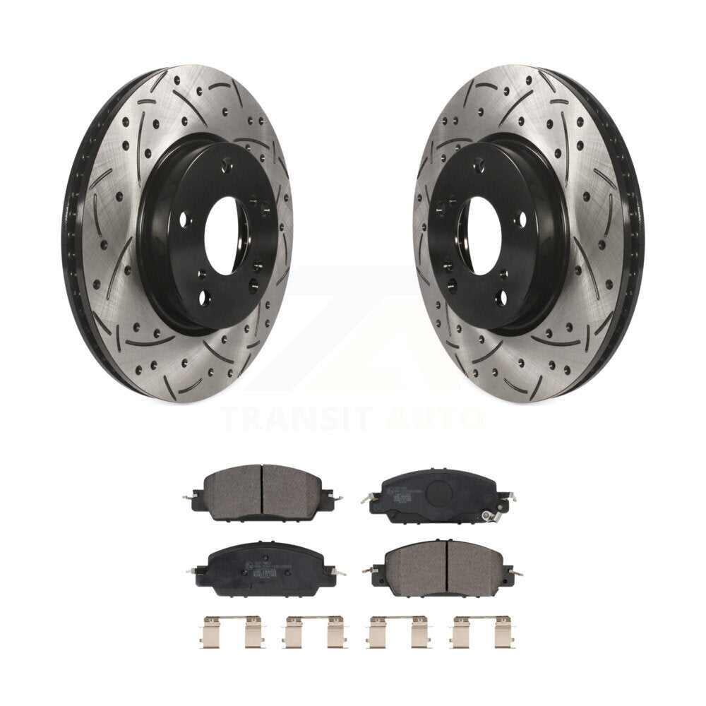 Rotor de frein à disque à fente avant percée et Kit de plaquettes en céramique pour Honda Accord LX-2017