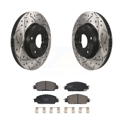 Rotor de frein à disque à fente avant percée et Kit de plaquettes en céramique pour Honda Accord LX-2017