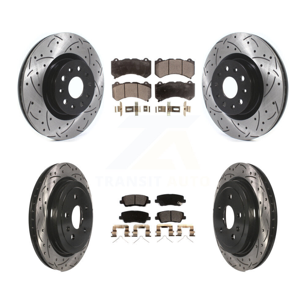 Kit de plaquettes en céramique pour Rotor de frein à disque, fente percée, revêtement avant et arrière, pour Cadillac CT