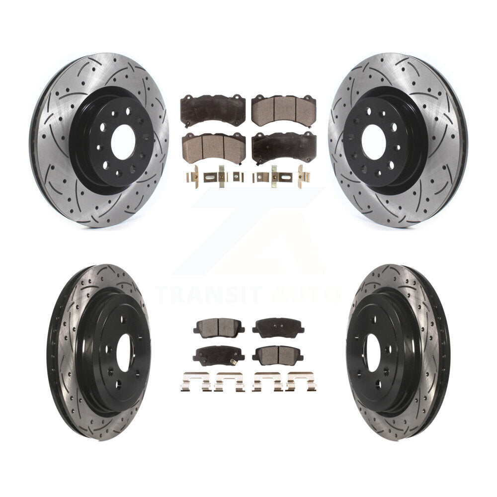 Kit de plaquettes en céramique pour Rotor de frein à disque, fente percée, revêtement avant et arrière, pour Cadillac CT
