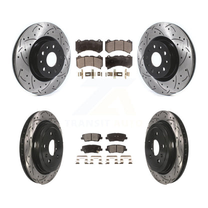 Kit de plaquettes en céramique pour Rotor de frein à disque, fente percée, revêtement avant et arrière, pour Cadillac CT