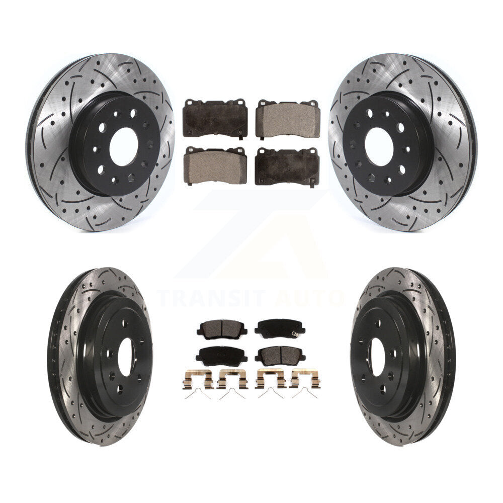 Kit de plaquettes en céramique pour Rotor de frein à disque, fente percée, revêtement avant et arrière, pour Cadillac CT