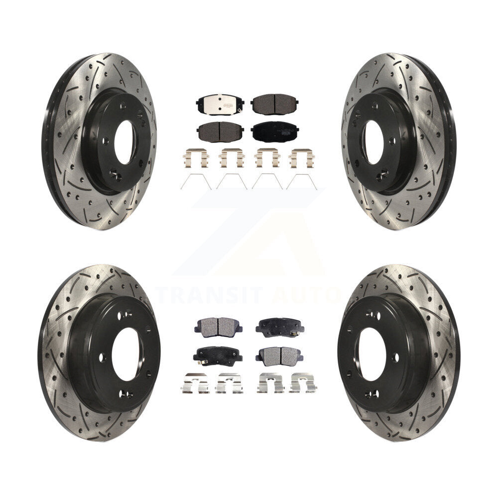 Kit de plaquettes en céramique pour rotors de frein à disque à fente avant et arrière, pour Kia Sou 2014 – 2016