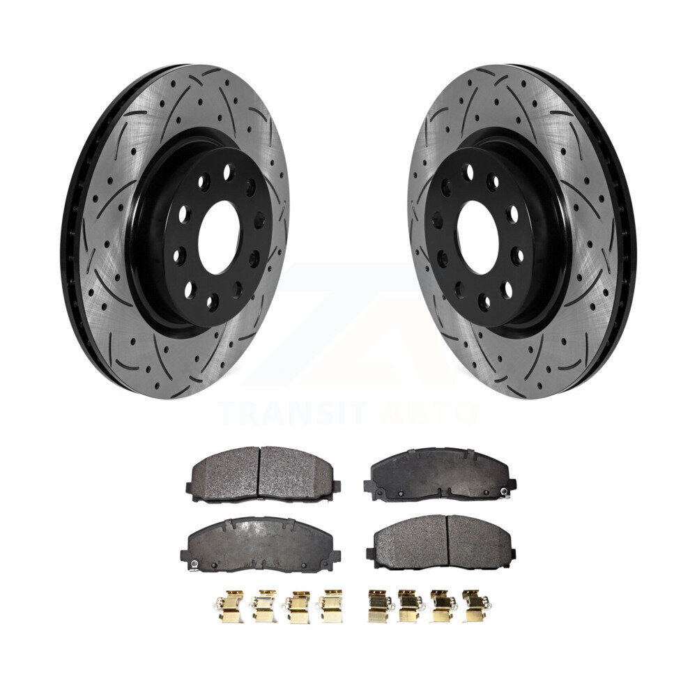 Kit de protection en céramique de rotors de frein à disque fendus percés avant enduits pour Jeep Wrangle